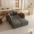 Christopher Knight Home - Stellar Modular U-Shaped Sectional Sofa Bed with Storage, 6 Seats, Ottoman, and Chenille Fabric