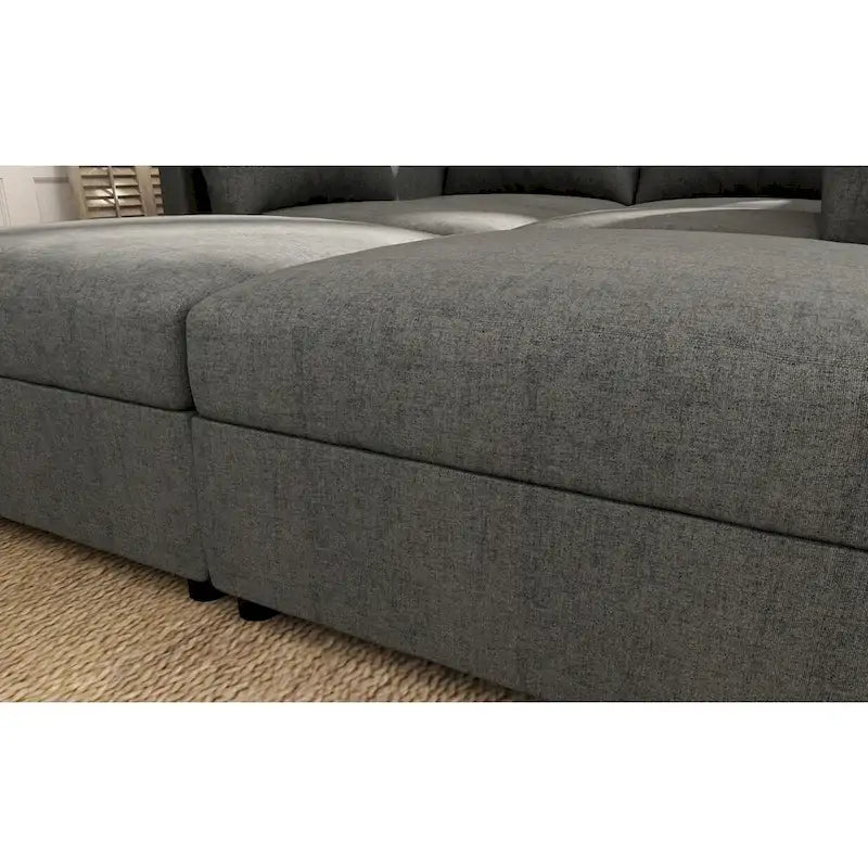 Christopher Knight Home - Stellar Modular U-Shaped Sectional Sofa Bed with Storage, 6 Seats, Ottoman, and Chenille Fabric