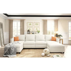 Christopher Knight Home - Stellar Modular U-Shaped Sectional Sofa Bed with Storage, 6 Seats, Ottoman, and Chenille Fabric