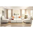 Christopher Knight Home - Stellar Modular U-Shaped Sectional Sofa Bed with Storage, 6 Seats, Ottoman, and Chenille Fabric
