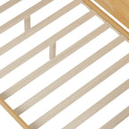 Wooden Full Size Daybed with Storage Shelves, Two Drawers & Study Desk,Natural