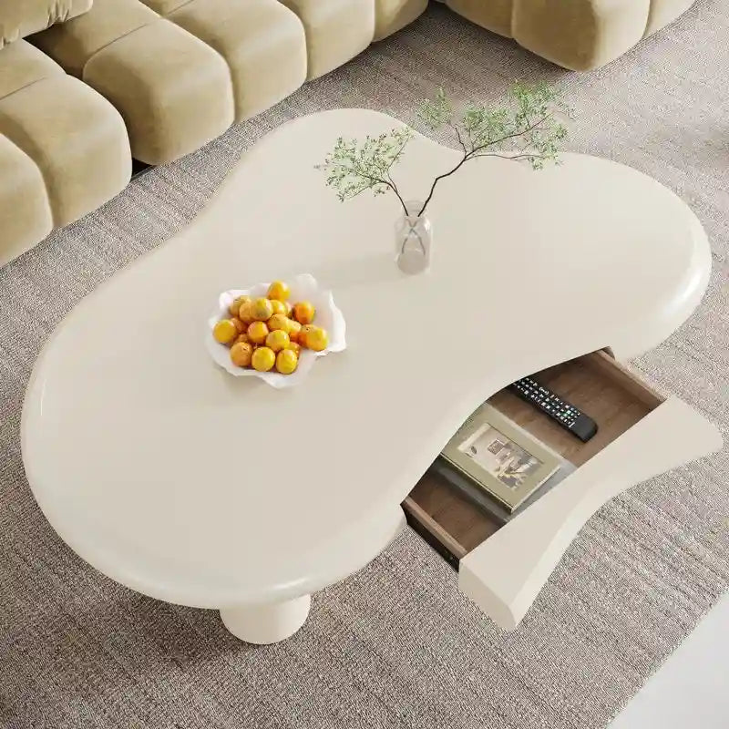 Modern Cute Cloud Coffee Table with Drawer for Living Room