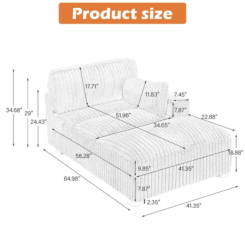 UIXE Upholstered Plush Chaise Lounge Chair For Interior