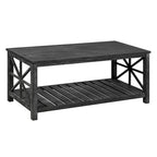 Modern Coffee Table Rectangular Living Room Center Table with Storage Shelves, for Small Space Living Room Antique Brown