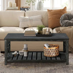Modern Coffee Table Rectangular Living Room Center Table with Storage Shelves, for Small Space Living Room Antique Brown