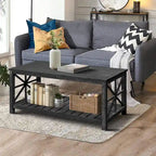 Modern Coffee Table Rectangular Living Room Center Table with Storage Shelves, for Small Space Living Room Antique Brown