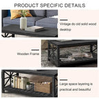 Modern Coffee Table Rectangular Living Room Center Table with Storage Shelves, for Small Space Living Room Antique Brown