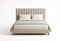 Queen-size bed in beige linen with mattress