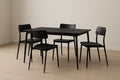 Rectangular Dining Table with 4 Chairs, Black Metal