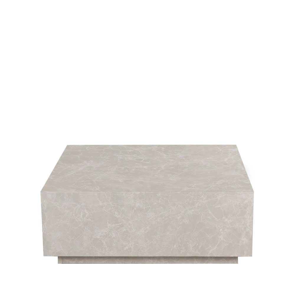 Drawer Square Coffee Table with Marble Effect 90x90cm