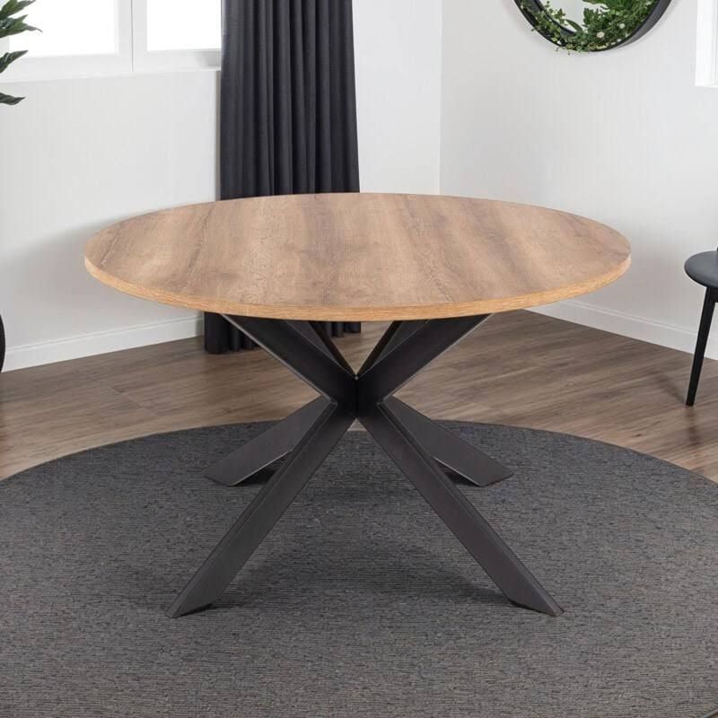 Dialo Round Dining Table 120x76 cm Natural and Black