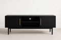 Black MDF TV stand with metal handles, 120x40x50 cm
