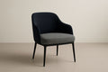 Armchair in polyester fabric with black steel frame, black/grey