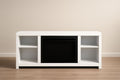 White MDF TV stand with shelves, 120x40x60 cm