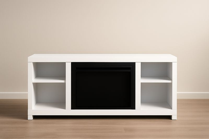 White MDF TV stand with shelves, 120x40x60 cm