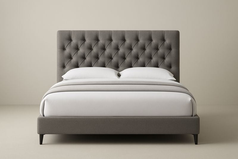 Double Fabric Bed with Upholstered Headboard 200x160x120 cm Grey