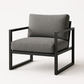 Aluminum armchair with gray polyester cushions
