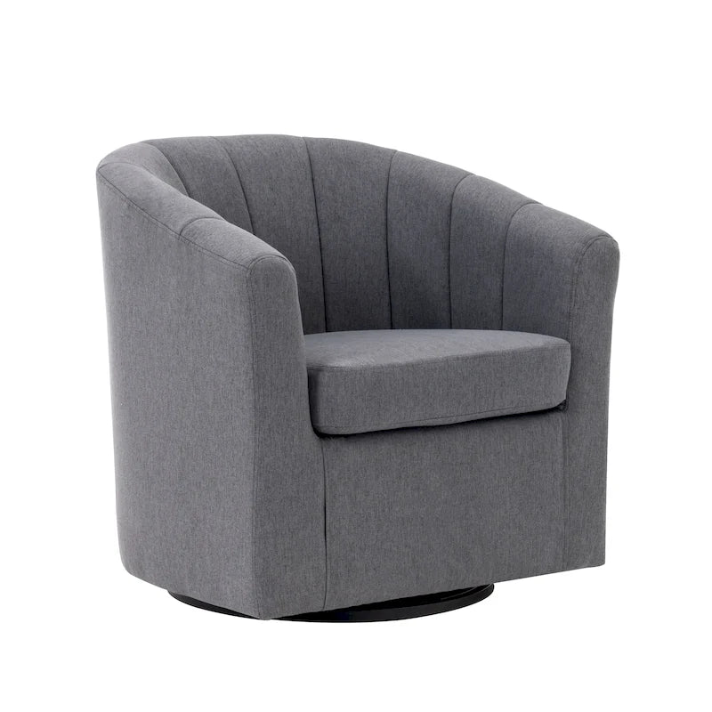 Porthos Home Matilde Swivel Fabric Barrel Accent Chair with Removable Seat Cushion