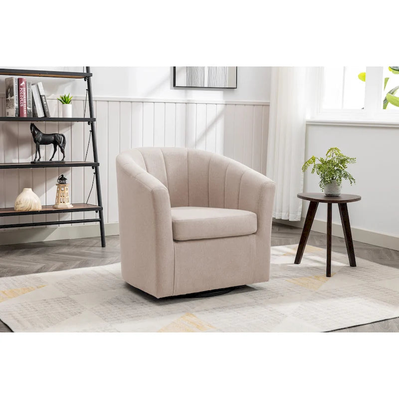 Porthos Home Matilde Swivel Fabric Barrel Accent Chair with Removable Seat Cushion