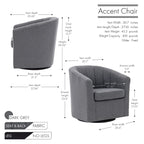 Porthos Home Matilde Swivel Fabric Barrel Accent Chair with Removable Seat Cushion