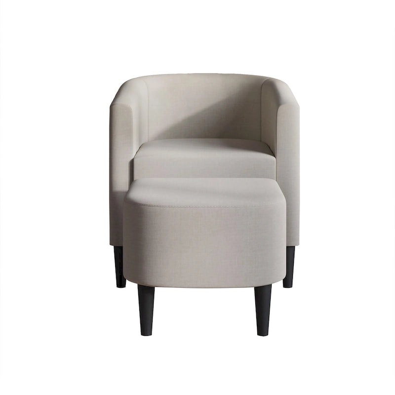 CraftPorch Contemporary Linen Upholstered Accent Chair with Ottoman