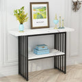 Modern 42-Inch Console/Accent Table with Geometric Metal Legs