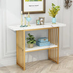 Modern 42-Inch Console/Accent Table with Geometric Metal Legs
