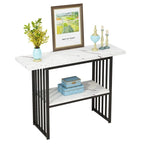 Modern 42-Inch Console/Accent Table with Geometric Metal Legs