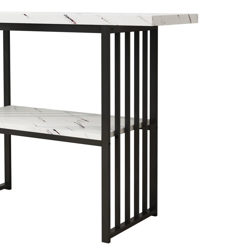 Modern 42-Inch Console/Accent Table with Geometric Metal Legs
