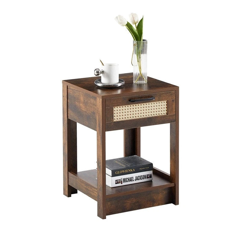 15.75   Wood Nightstand with Storage Drawer End Table living Room