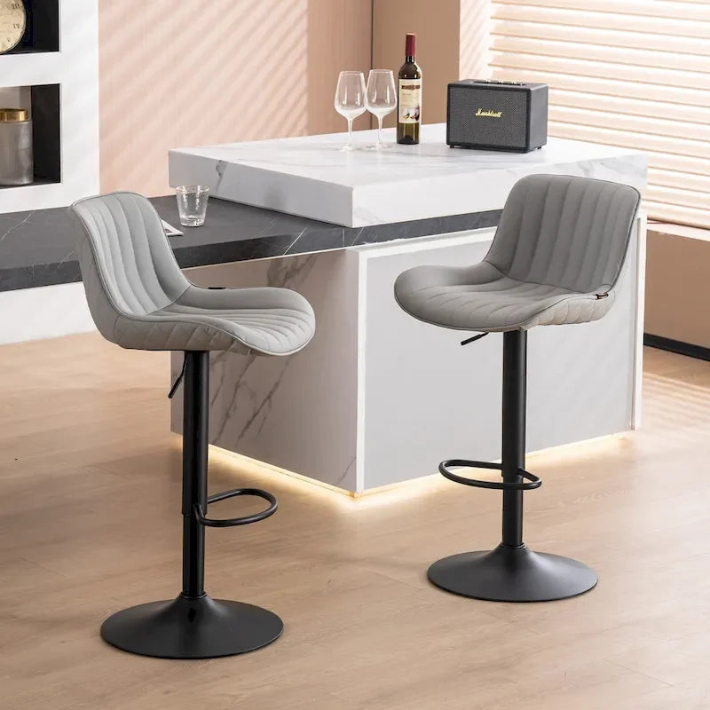 Bar Stools Set of 2 Counter Height Adjustable with Backrest Bar Chairs for Kitchen Island