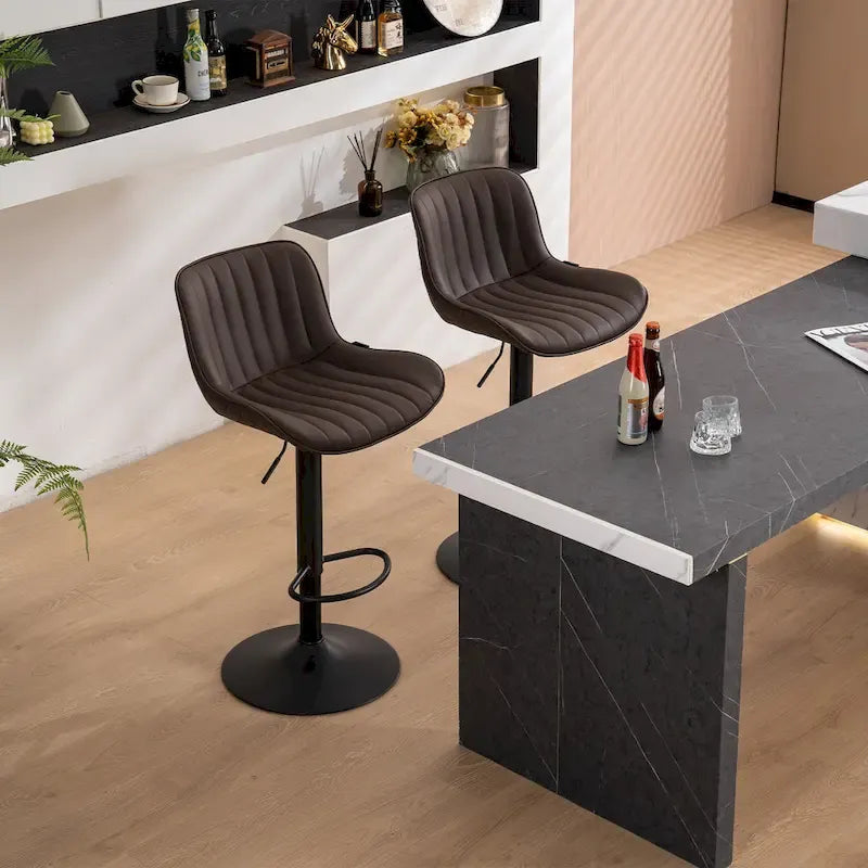 Bar Stools Set of 2 Counter Height Adjustable with Backrest Bar Chairs for Kitchen Island