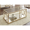 Steve Silver Oria Goldtone Metal and Tempered Glass Coffee Table