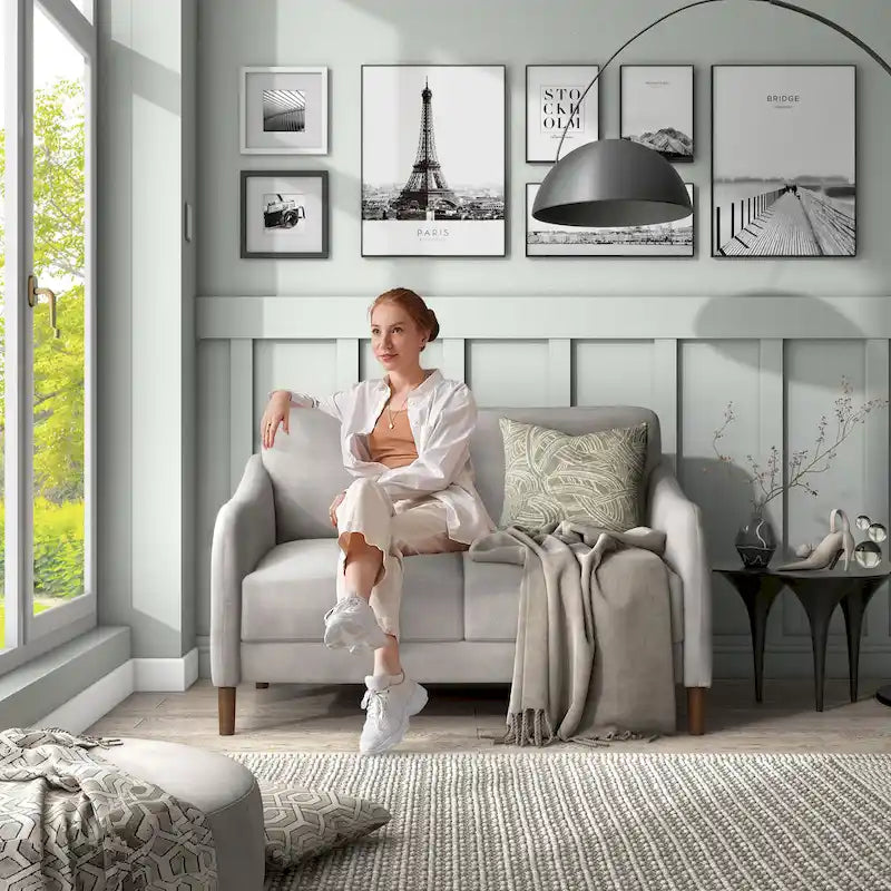 DH BASIC Modern 52-inch Velvet Upholstered Loveseat with Cushions