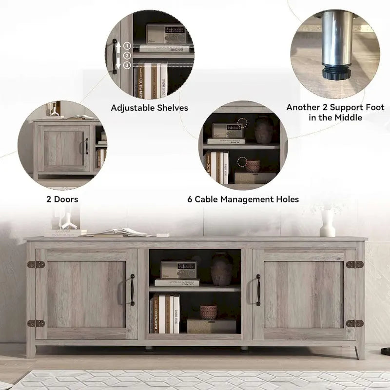 Modern Entertainment Center with Doors for 55 65 70 75 inch TV Stand - M