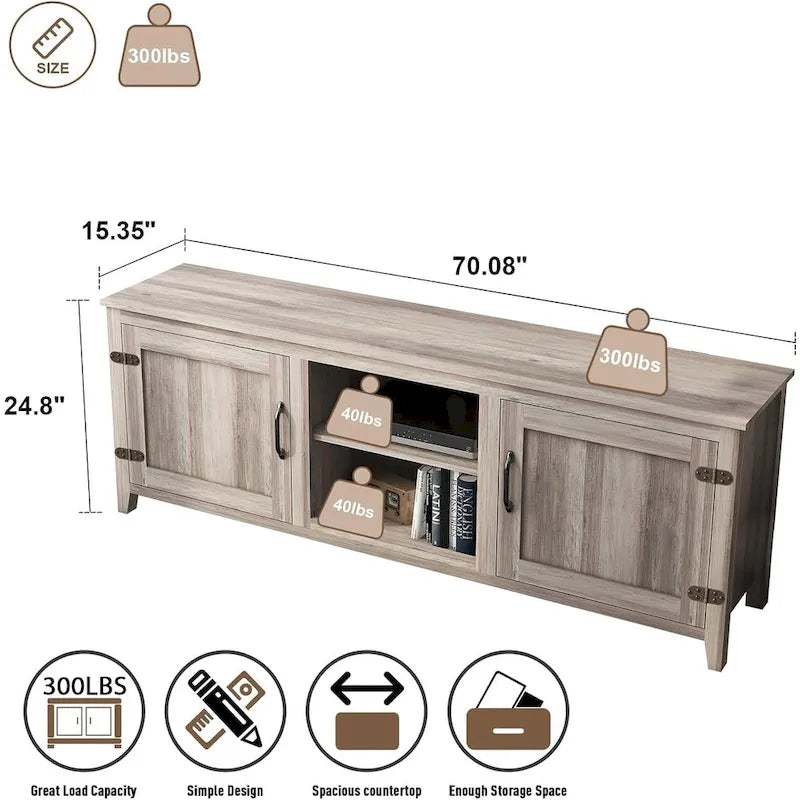 Modern Entertainment Center with Doors for 55 65 70 75 inch TV Stand - M