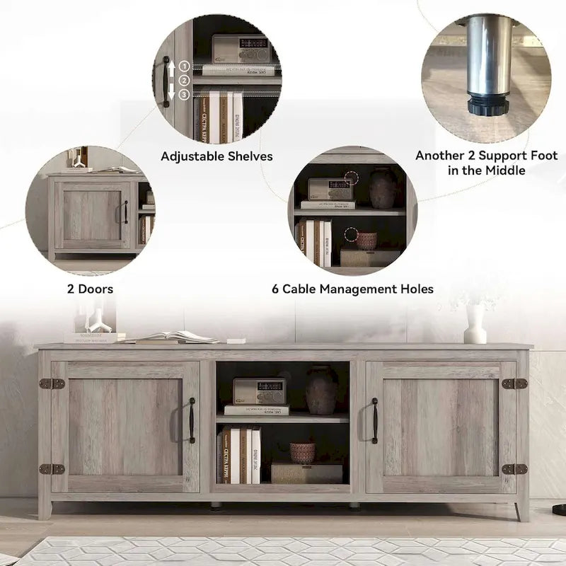 Modern Entertainment Center with Doors for 55 65 70 75 inch TV Stand - M