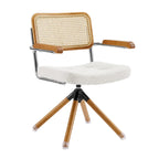 Art Leon Swivel PU Leather and Wooden Accent Chair