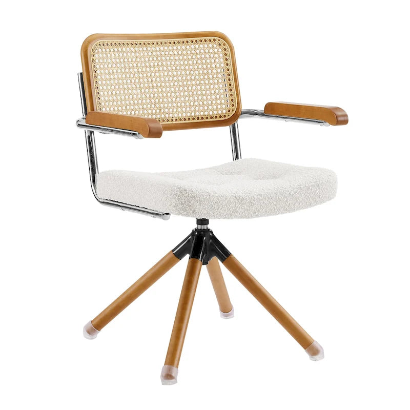 Art Leon Swivel PU Leather and Wooden Accent Chair