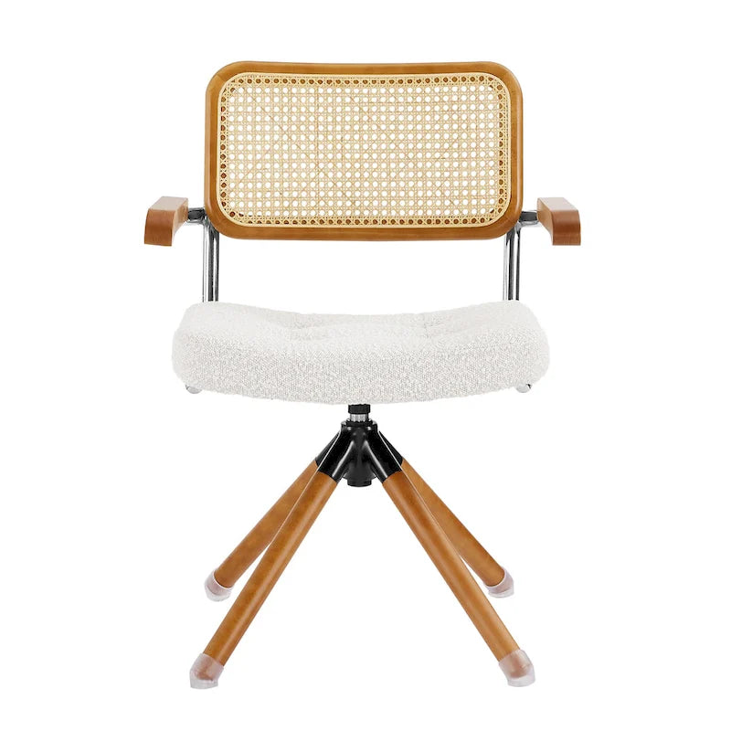 Art Leon Swivel PU Leather and Wooden Accent Chair