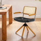 Art Leon Swivel PU Leather and Wooden Accent Chair