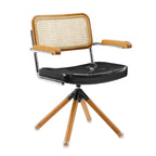 Art Leon Swivel PU Leather and Wooden Accent Chair