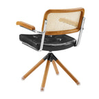 Art Leon Swivel PU Leather and Wooden Accent Chair