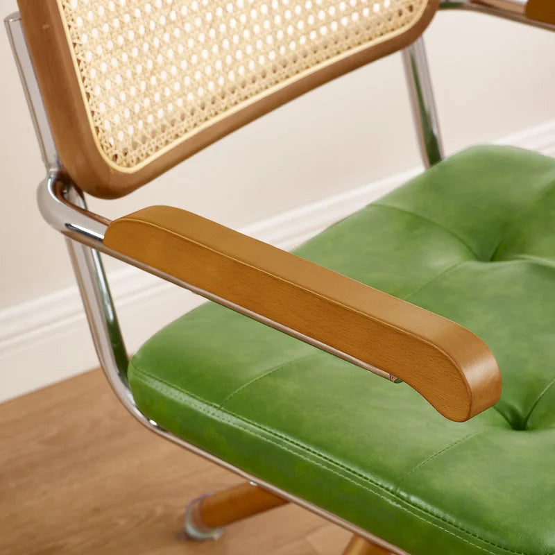 Art Leon Swivel PU Leather and Wooden Accent Chair