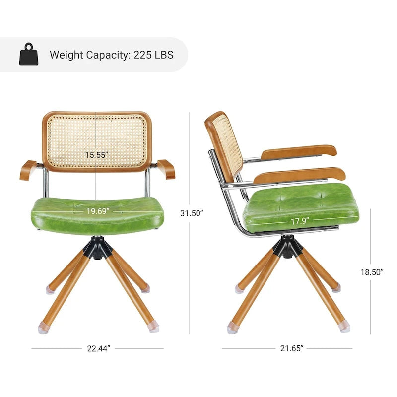 Art Leon Swivel PU Leather and Wooden Accent Chair