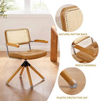 Art Leon Swivel PU Leather and Wooden Accent Chair