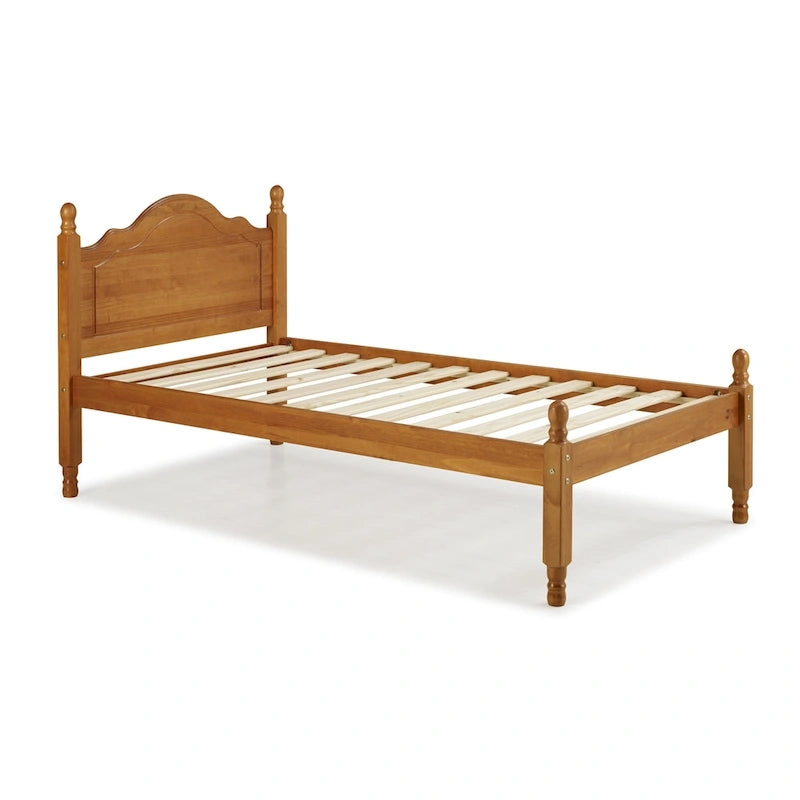 100% Solid Wood Reston Twin Size Panel Headboard Platform Bed by Palace Imports