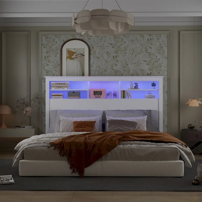 65  W x 43  H Bookcase Headboard With Light