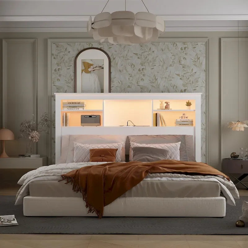 65  W x 43  H Bookcase Headboard With Light