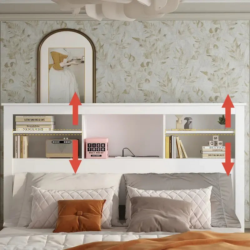 65  W x 43  H Bookcase Headboard With Light